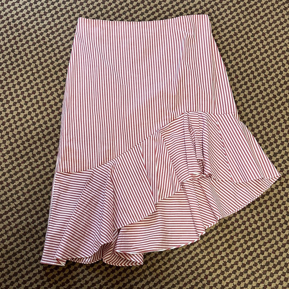 Carolina Belle Striped Red/White Ruffle Skirt